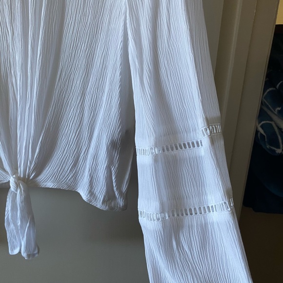 INC International Concepts Women’s Long Sleeves V-Neck Front Waist Tie Tops - Picture 5 of 6